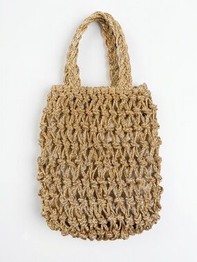 NWOT Sfera Gold Metallic Macrame Crochet Mini Tote — Bought in Madrid